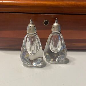 Vintage Sterling Silver Glass Salt & Pepper Shakers Mid Century